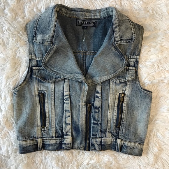 C’est Toi Jackets & Coats No Sleeve Denim Jacket Poshmark